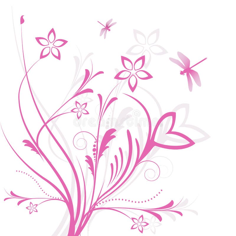 Floral background with butterfly