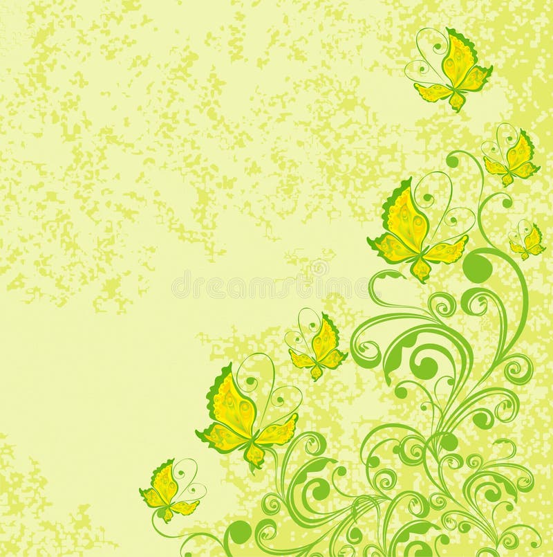 Floral background with butterfly. Vector