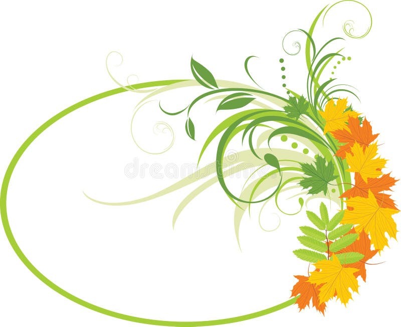 Floral background with maple leaves. Frame