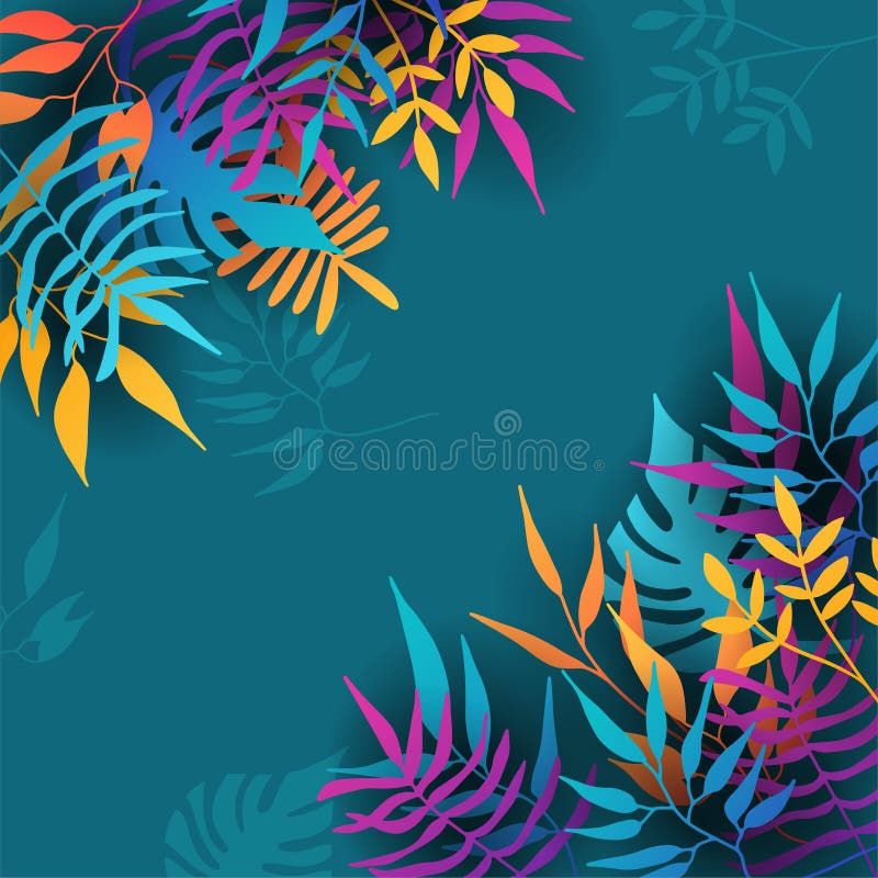 Floral background vector. Vibrant gradient color texture, flower and botanical leaves hand drawing. Abstract art design for stock photography