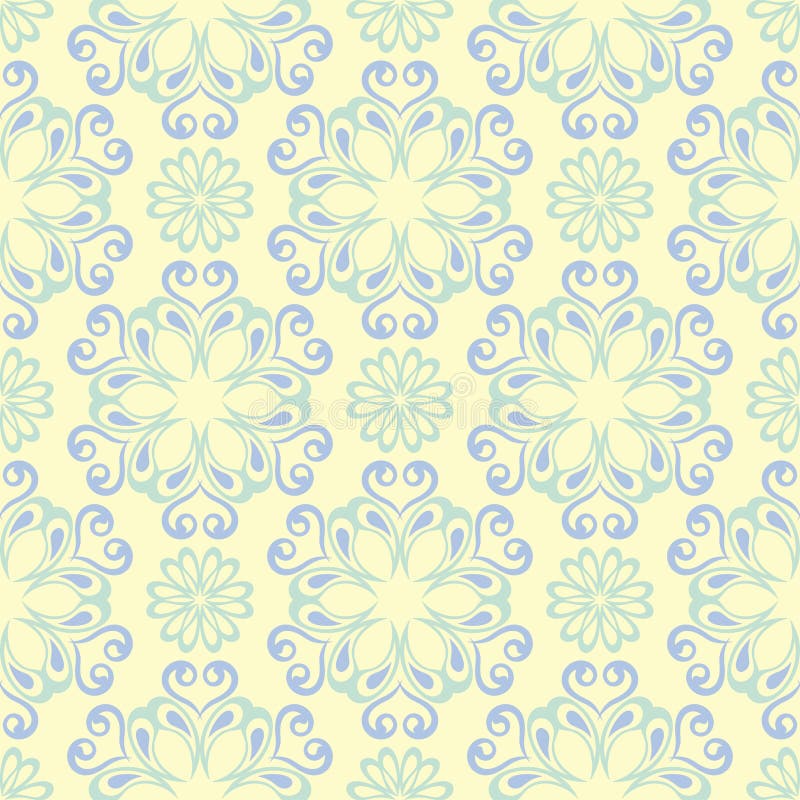 Floral Beige Seamless Pattern. Beige Background with Light Blue and