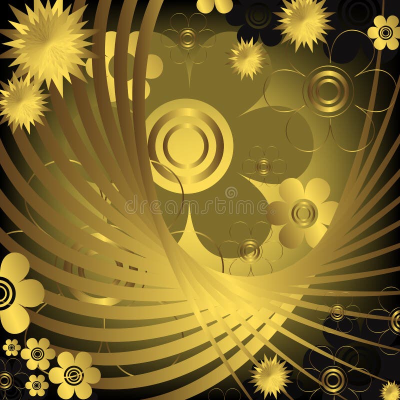 Floral Black And Golden Background Stock Vector Illustration of