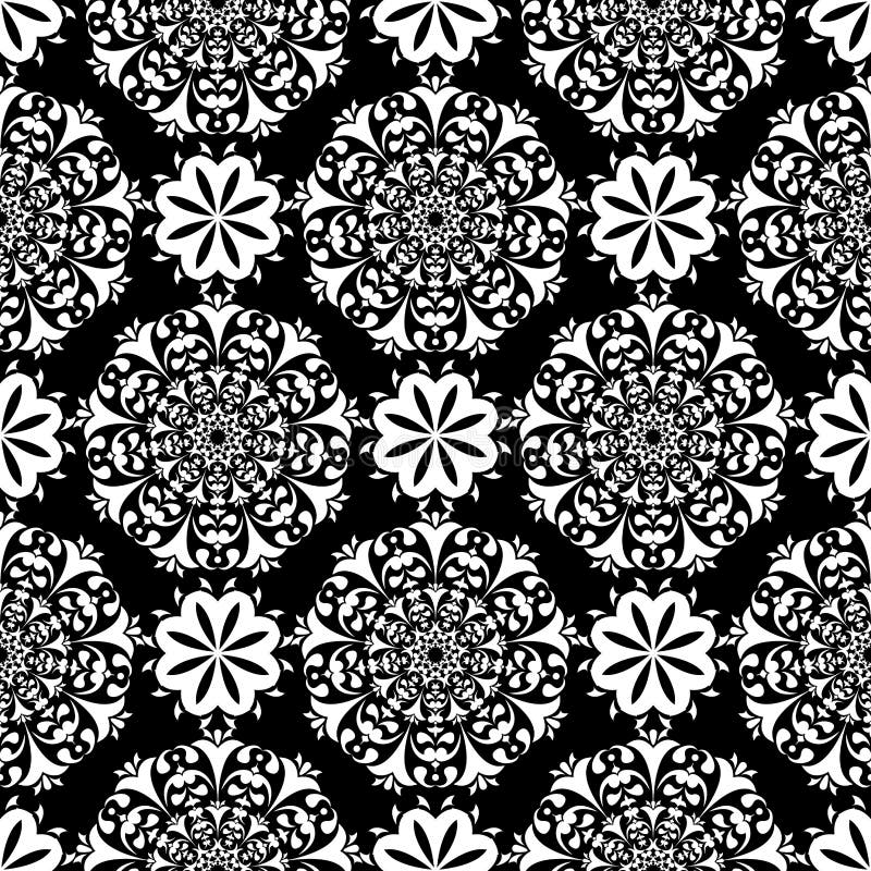 Floral Black and White Seamless Pattern Stock Vector Illustration of
