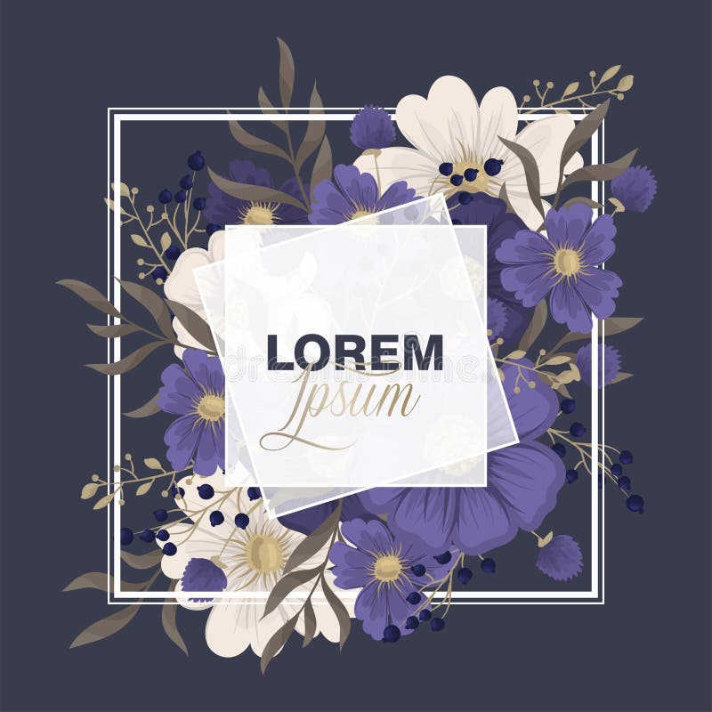 Floral border background - blue flowers vector illustration royalty free illustration