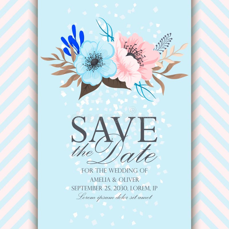 Floral border background - light blue flowers stock illustration