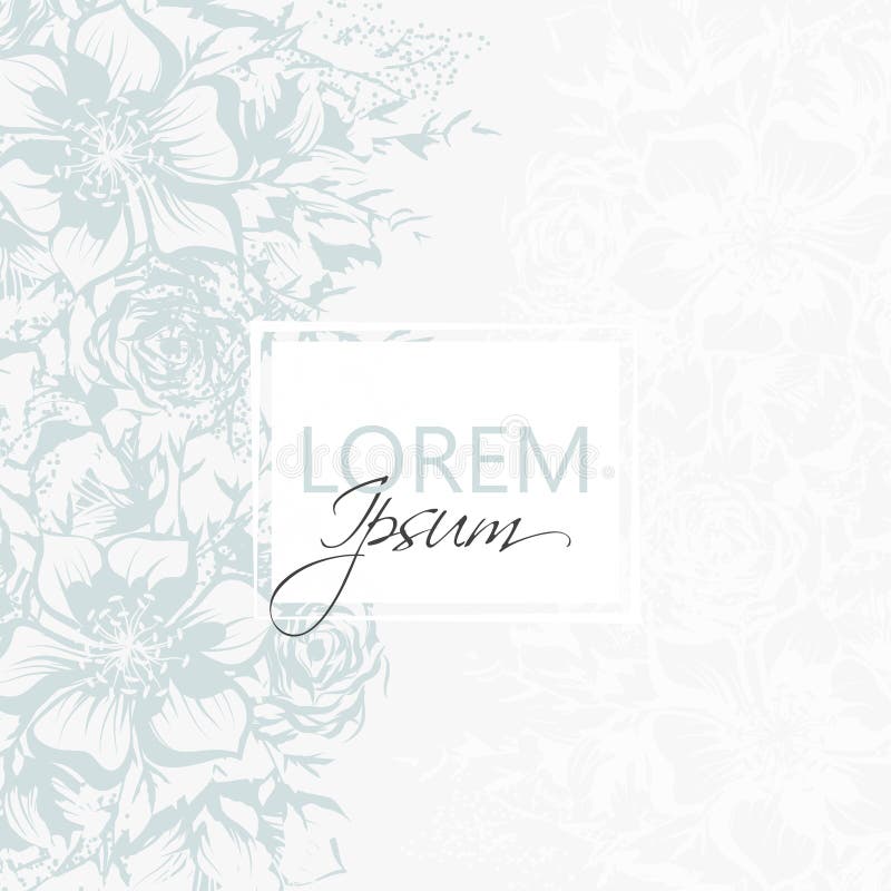 Floral border background - light blue flowers royalty free illustration
