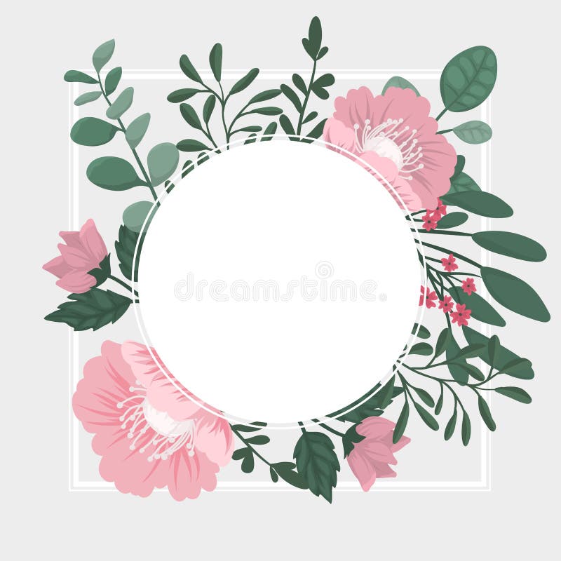Floral border background - pink flower border. Vector stock illustration