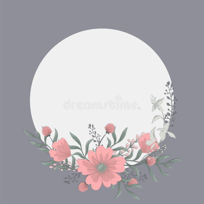 Floral Border Background Pink Flower Border Stock Vector