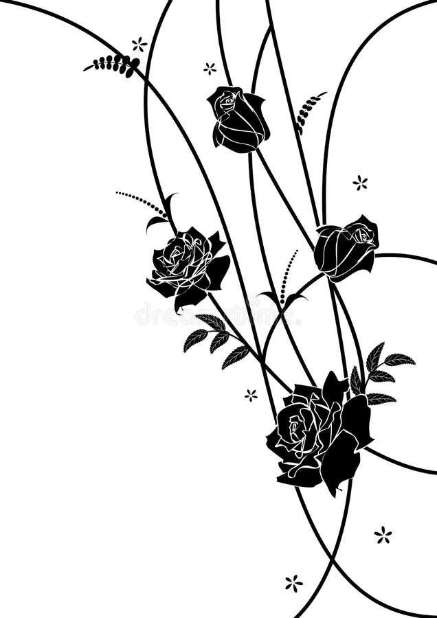 Floral Border Black White Roses Stock Illustrations – 947 Floral Border ...