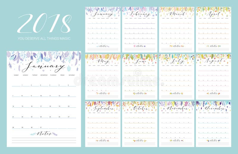 2018 flower calendar royalty free illustration 2018 flower calendar royalty free illustration
