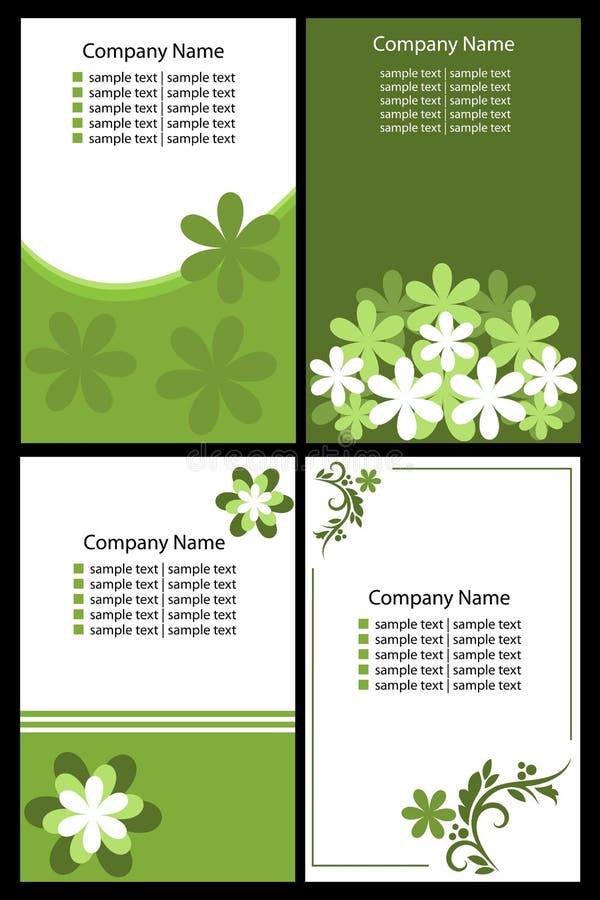 Floral business cards - green stock illustration