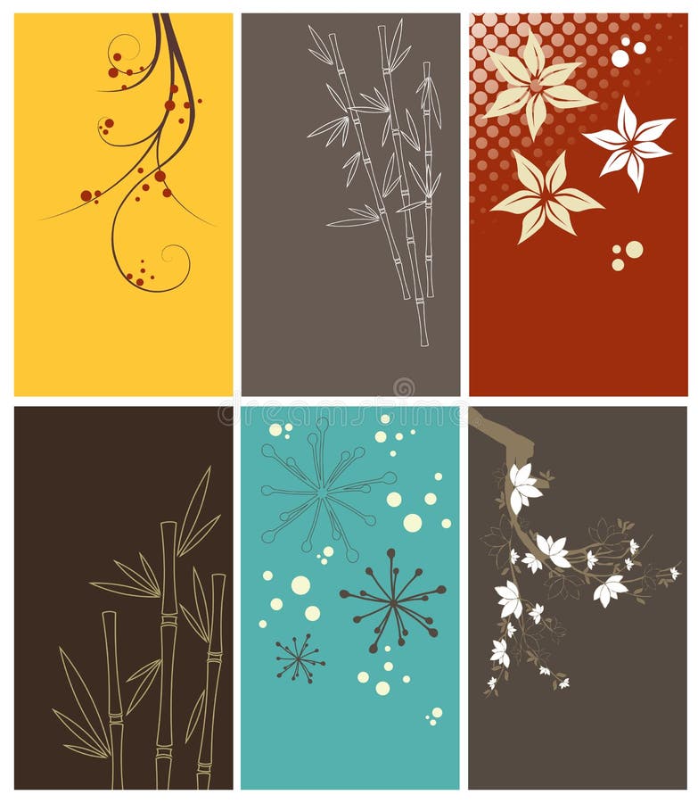 Floral business cards set vector illustration