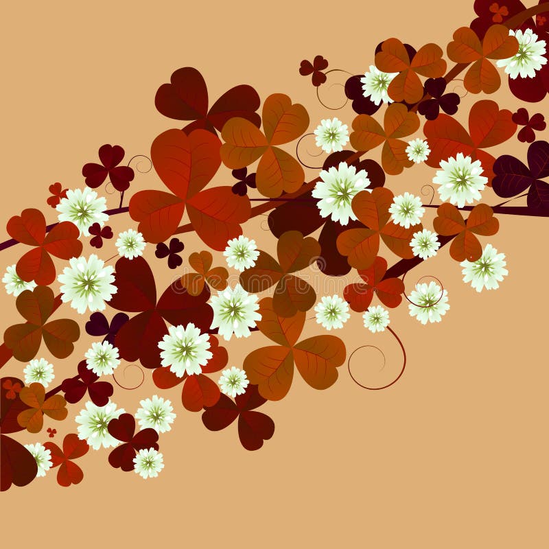 Floral card with clovers stock vector. Illustration of flourishes