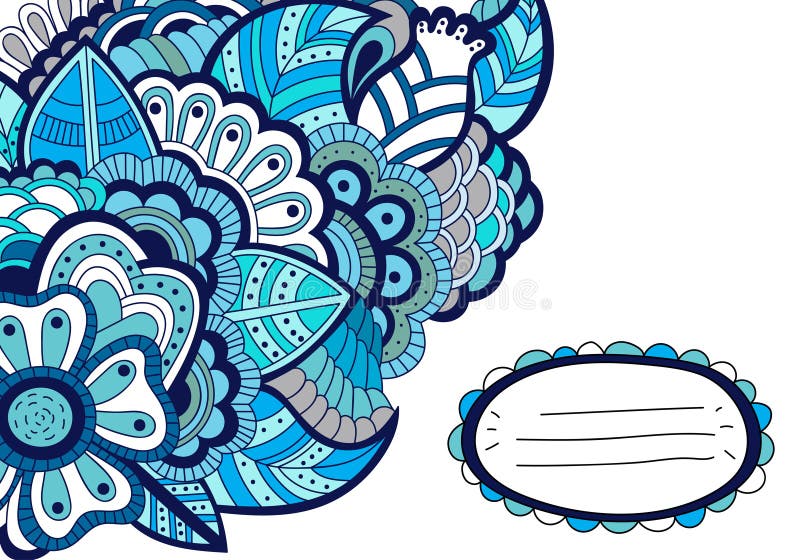 Floral Card Design, Flowers and Leaf Doodle Elements. Cute Stock Vector