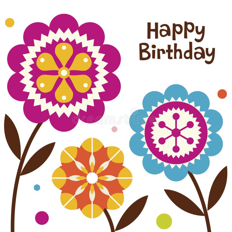 Happy Birthday violet roses bouquet Vector. Vintage floral gift box with bow  decor Stock Vector