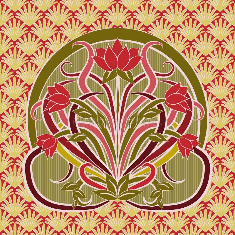 Floral Card Wallpaper in Art Nouveau Styly Stock Vector - Illustration ...