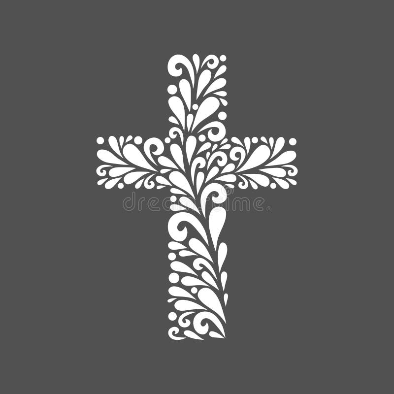 Download Floral cross. stock vector. Image of flowing, faith, swirl - 49944466