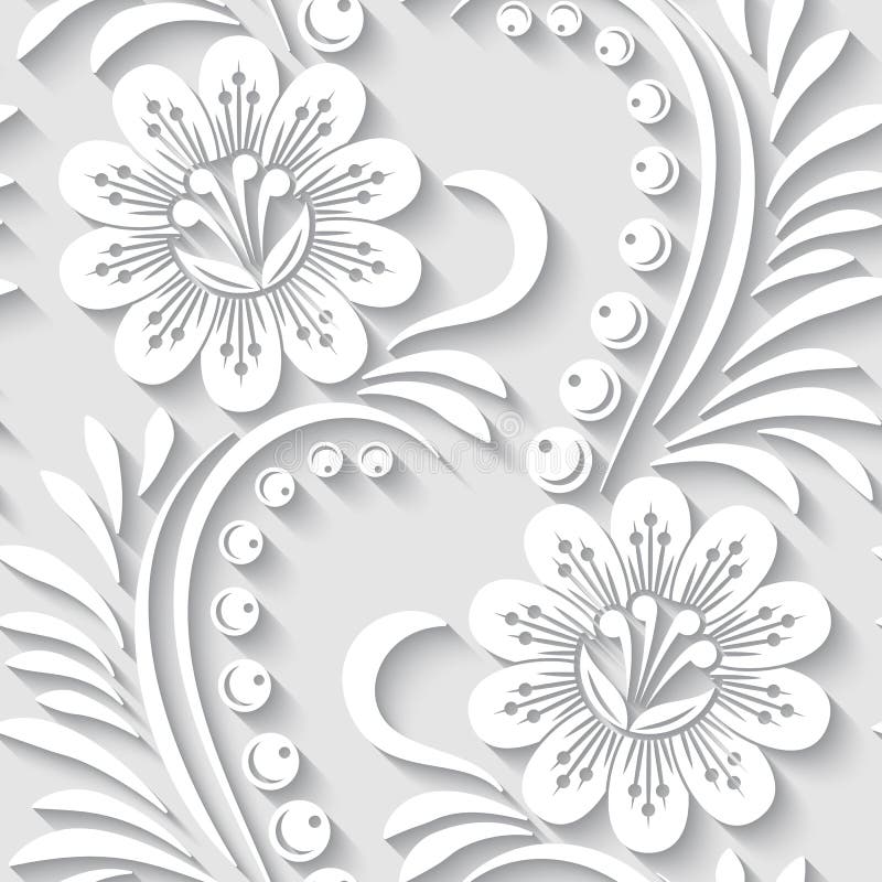 Floral 3d seamless pattern stock vector. Illustration of graceful