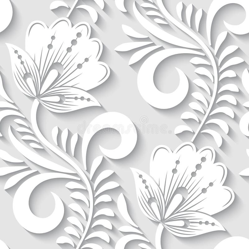 Floral 3d seamless pattern