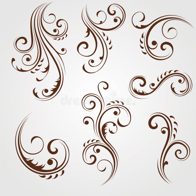 Floral design elements stock vector. Illustration of silhouette 24989288