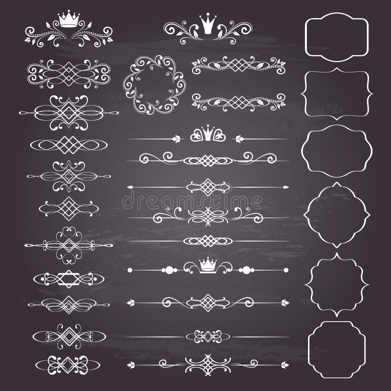 Floral design elements huge set, ornamental vintage frames with crowns in white.