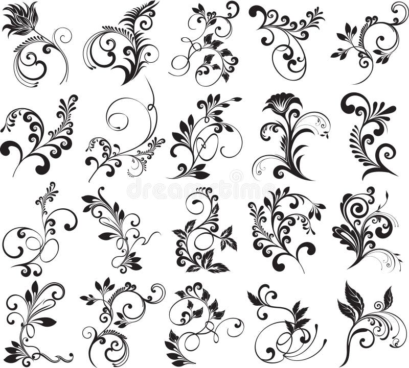 Floral elements for design royalty free illustration