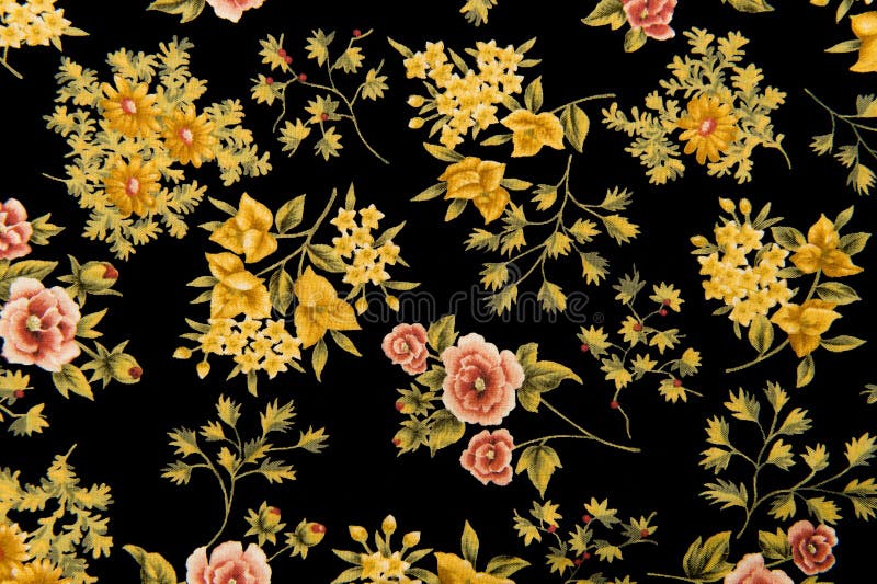 Floral Fabric Black Background Stock Photo - Image of expensive, black