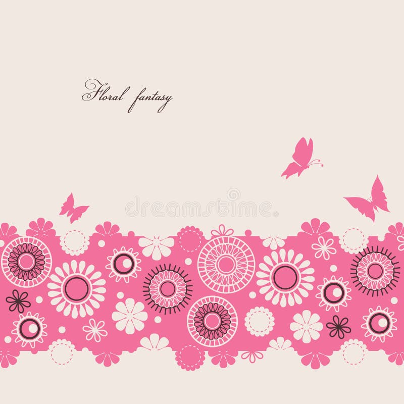 Floral border and butterflies decorative background. Floral border and butterflies decorative background