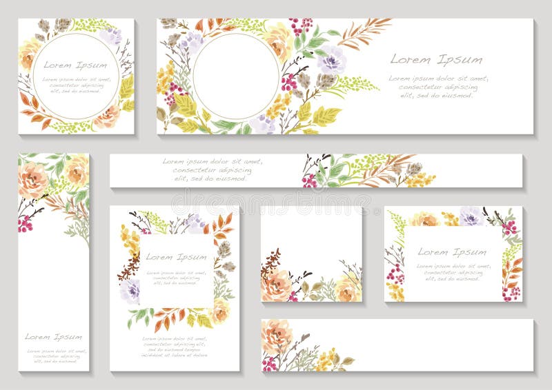 Set of Spring Floral Backgrounds With Text Space.