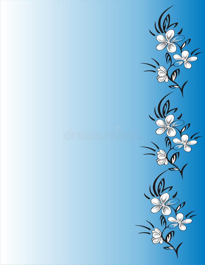 Floral frame on blue background