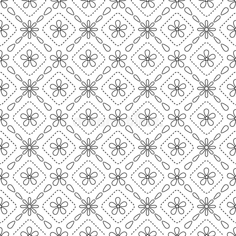 Floral geometric seamless vector pattern on transparent background vector illustration