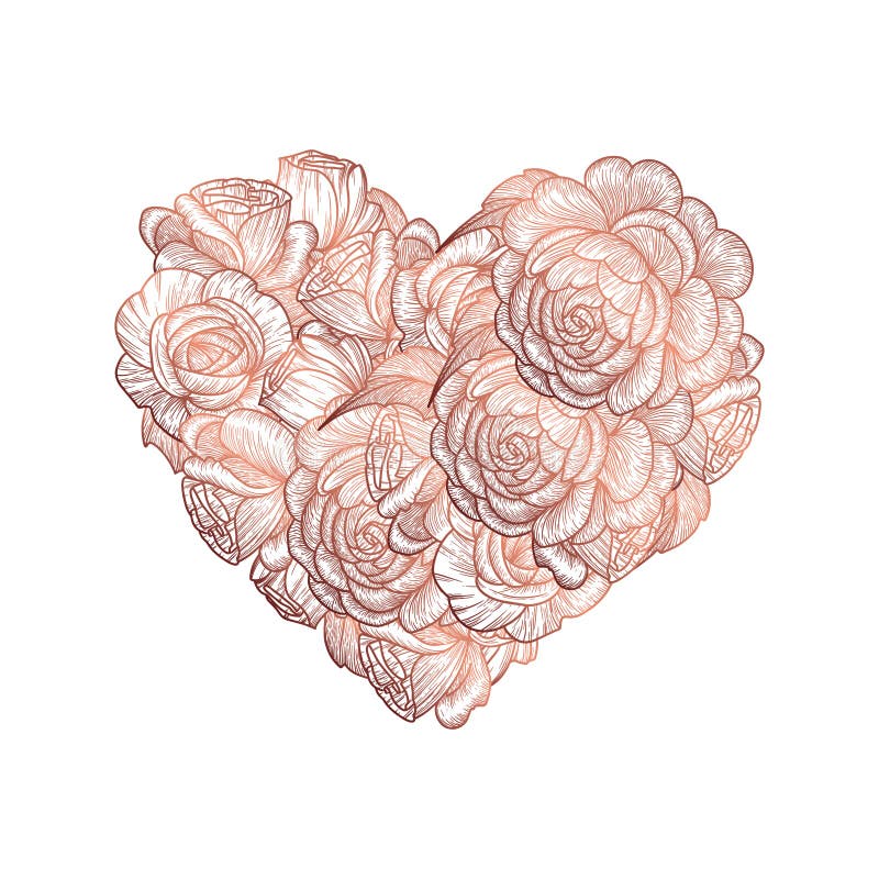 Floral golden heart. Greeting card, logo and symbol of love and romance. Vector illustration. Elegant illustration for your design stock illustration Floral golden heart. Greeting card, logo and symbol of love and romance. Vector illustration. Elegant illustration for your design stock illustration