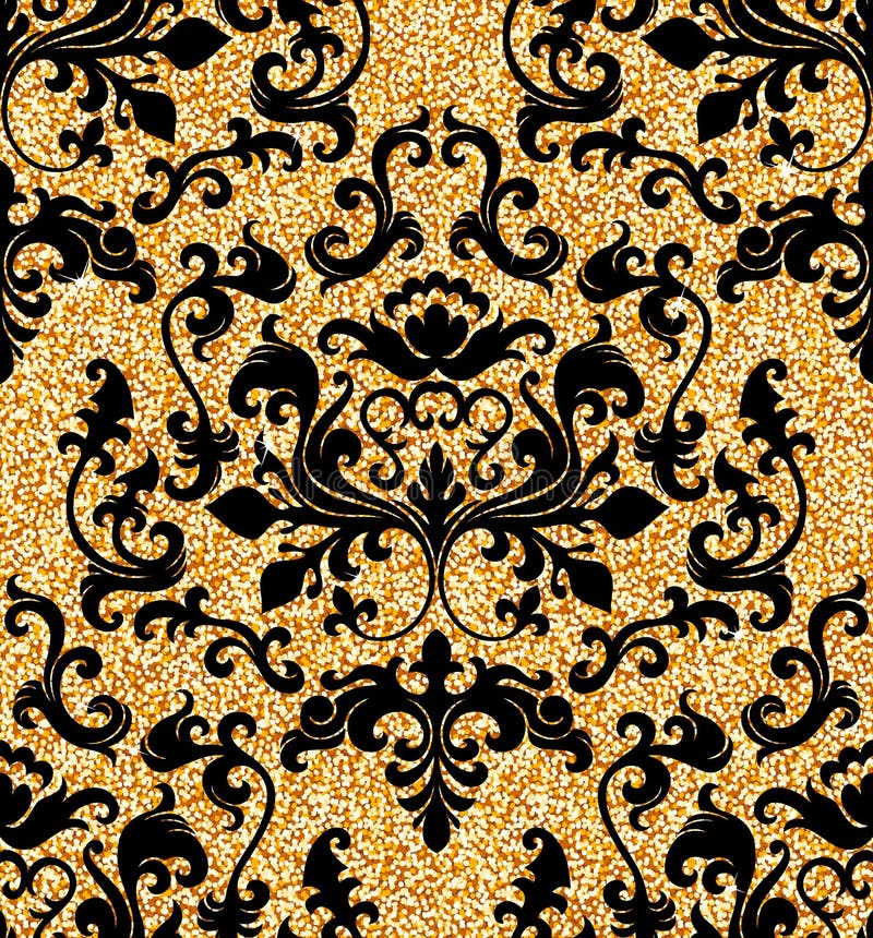 Floral golden wallpaper stock vector. Illustration of background - 62380846