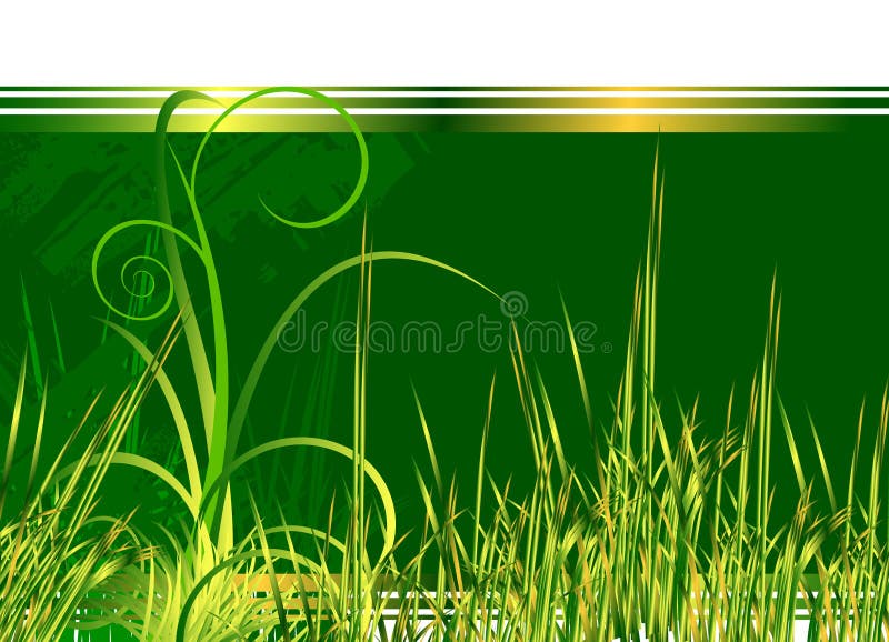 Floral green background with grass