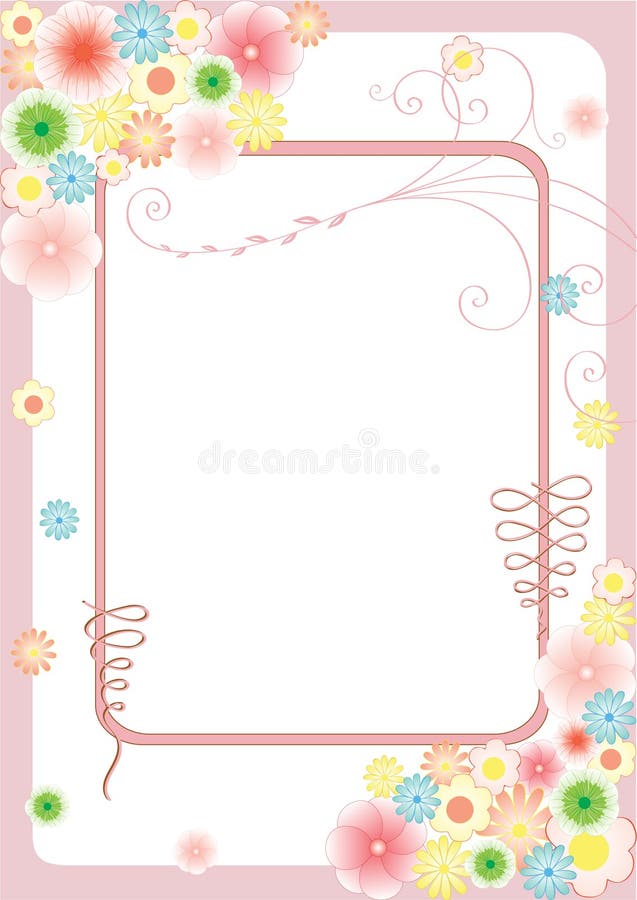 Floral greeting card with flowers and curls royalty free illustration