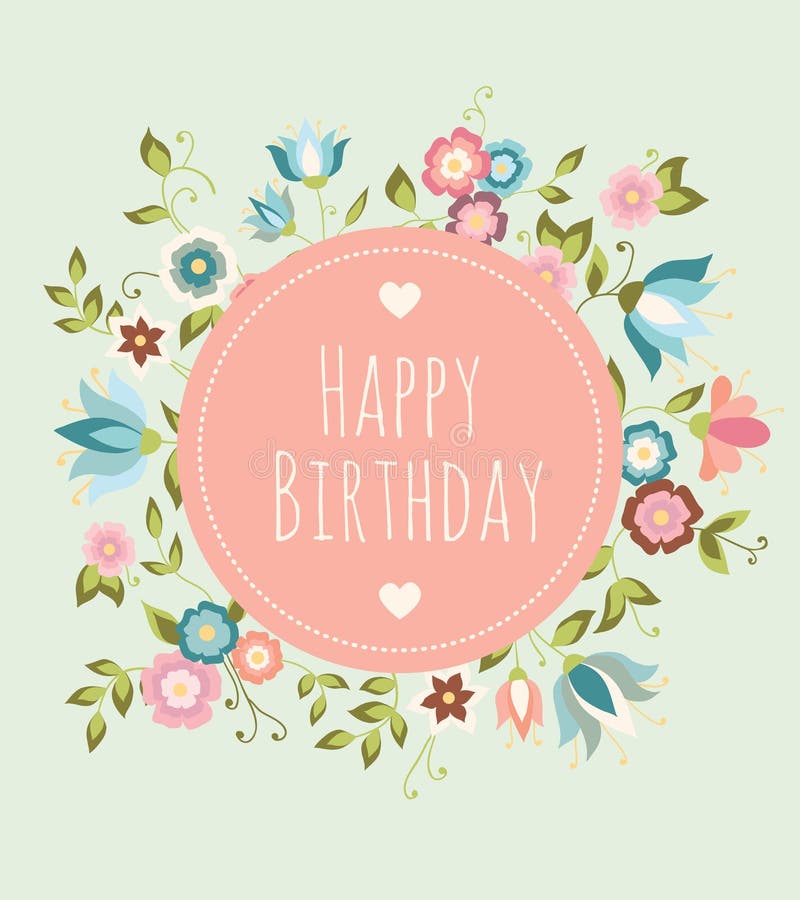 Floral greeting card stock vector. Illustration of birthday - 69383901