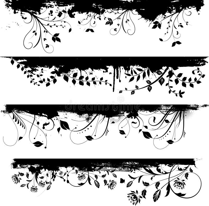 Floral grunge design elements