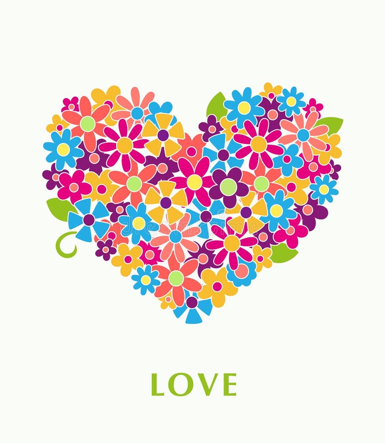 Stained Glass Illustration with Abstract Heart, Bright Heart with