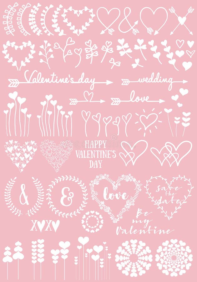 Floral heart designs, vector set