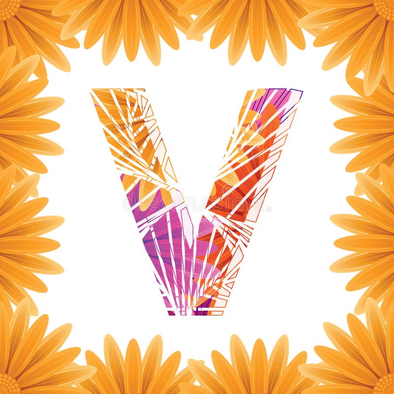 Floral Letter V design template. Mother's Das flower logo type design concept of Abstract alphabet logo stock photography Floral Letter V design template. Mother's Das flower logo type design concept of Abstract alphabet logo stock photography