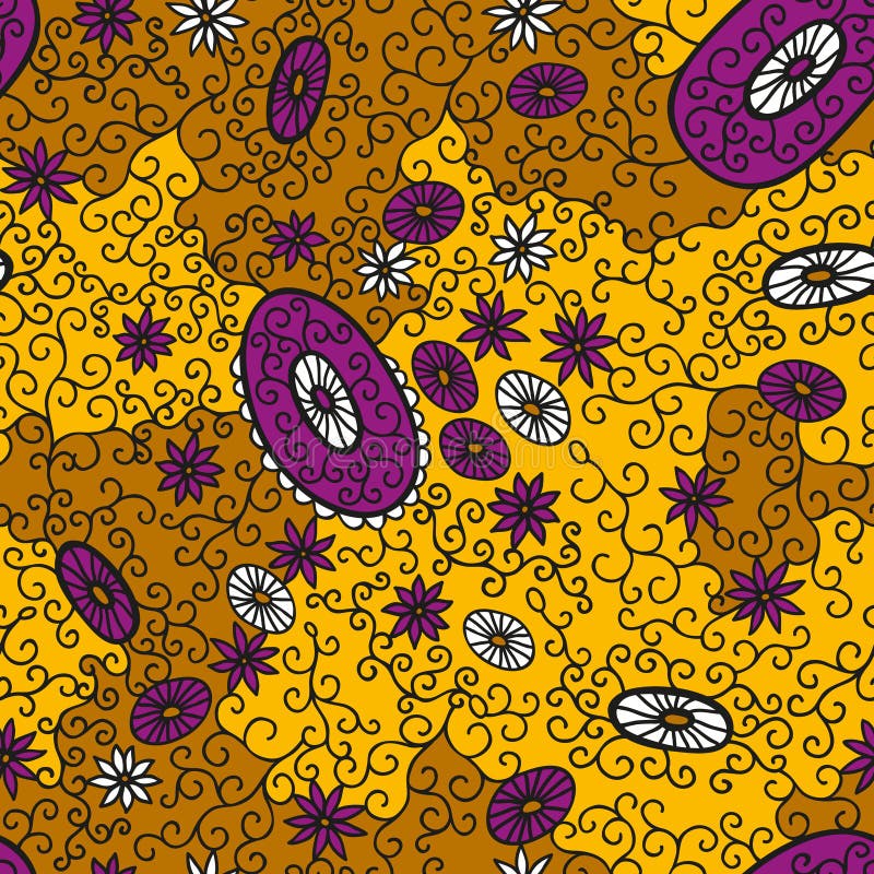 Floral linear seamless pattern royalty free illustration