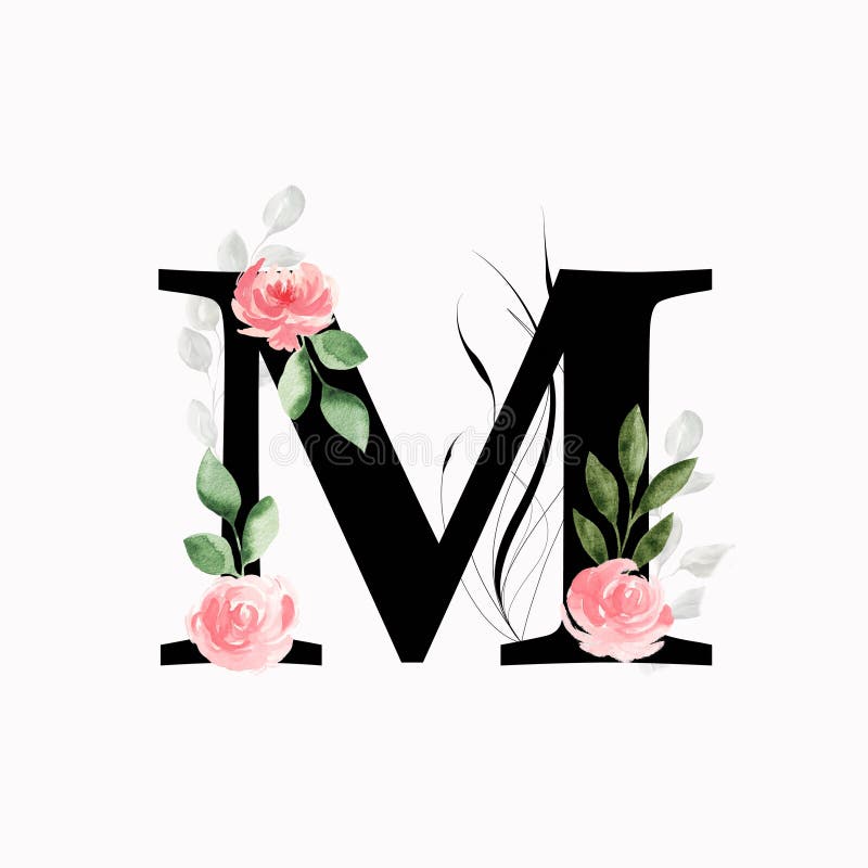 monogram floral letter m