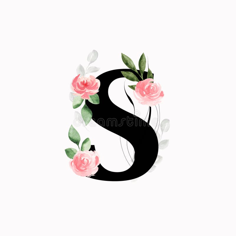  Monogram Letter W With Powder White Rose Floral Retro