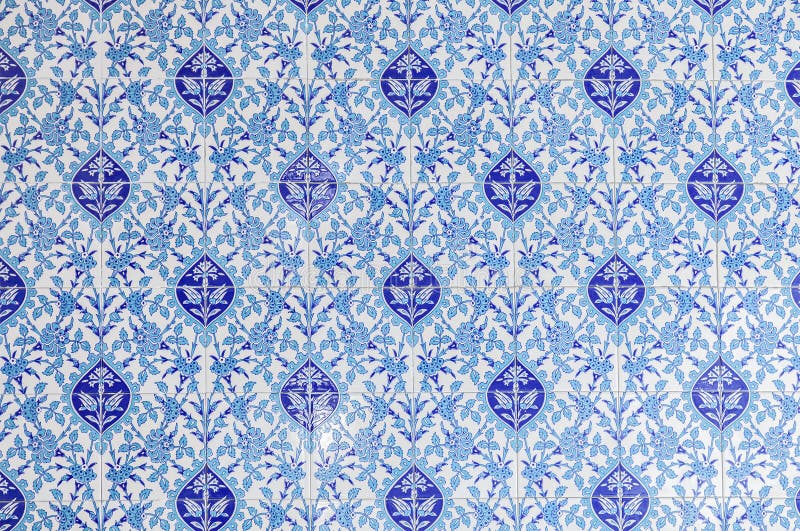 Image of decorative blue floral mosque tiles.l