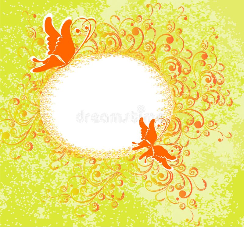 Floral ornament and butterfly. Vector illustration