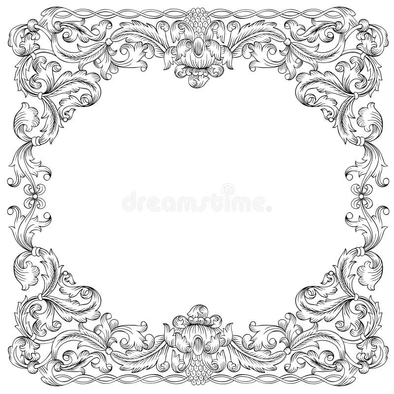 Floral ornament frame, simulates engraving. Based on the typography graphics beginning of the end of 19 century royalty free illustration Floral ornament frame, simulates engraving. Based on the typography graphics beginning of the end of 19 century royalty free illustration