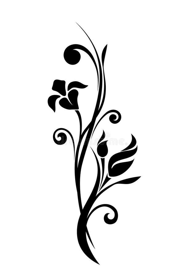 Floral Ornament. Vector Black and White Illustration. Stock Vector