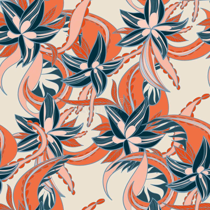 Floral pattern with colorful blooming flowers stock illustration