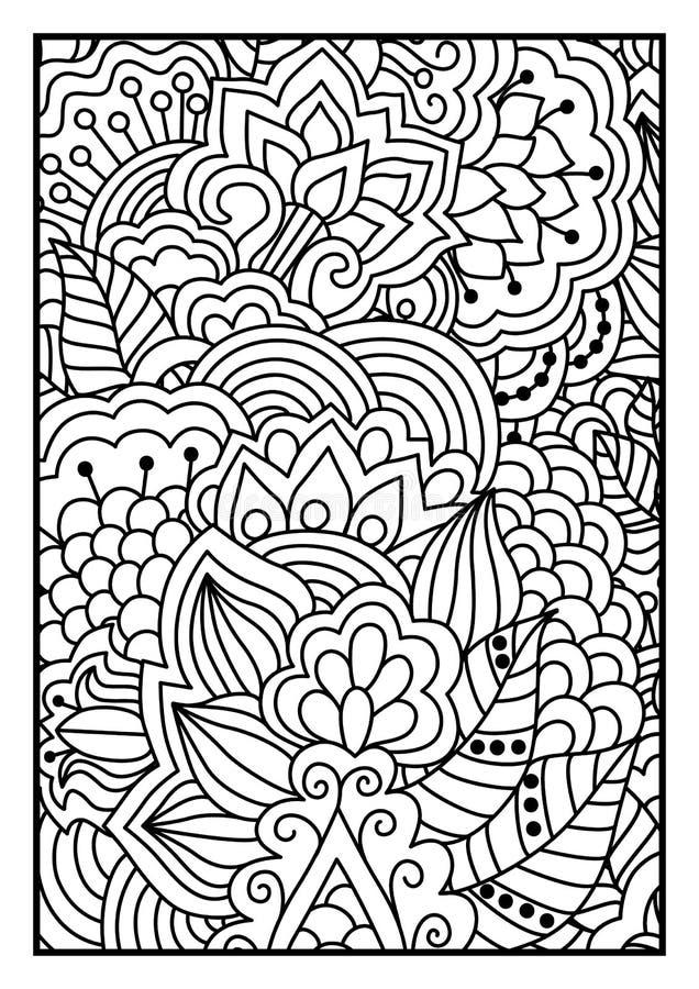 Pattern for Coloring Book. Black and White Background with Floral, Ethnic,  Hand Drawn Elements for Design Stock Vector - Illustration of  inspirational, book: 59318815