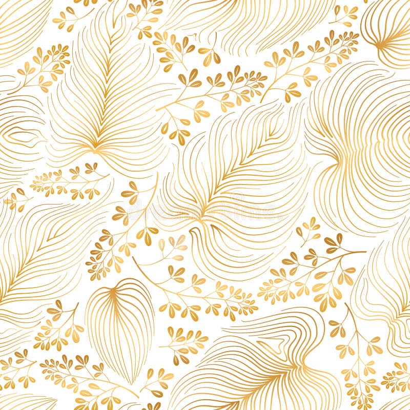 Floral pattern with leaves and flowers in elegant retro chinese style. Abstract seamless festive floral line background. Flourish